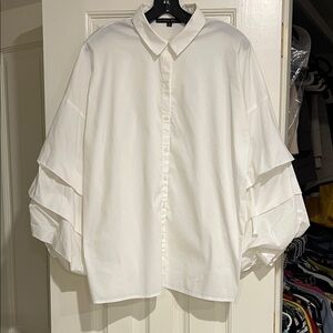 ANTONIO MELANI White Button Down Shirt with ruffle sleeve